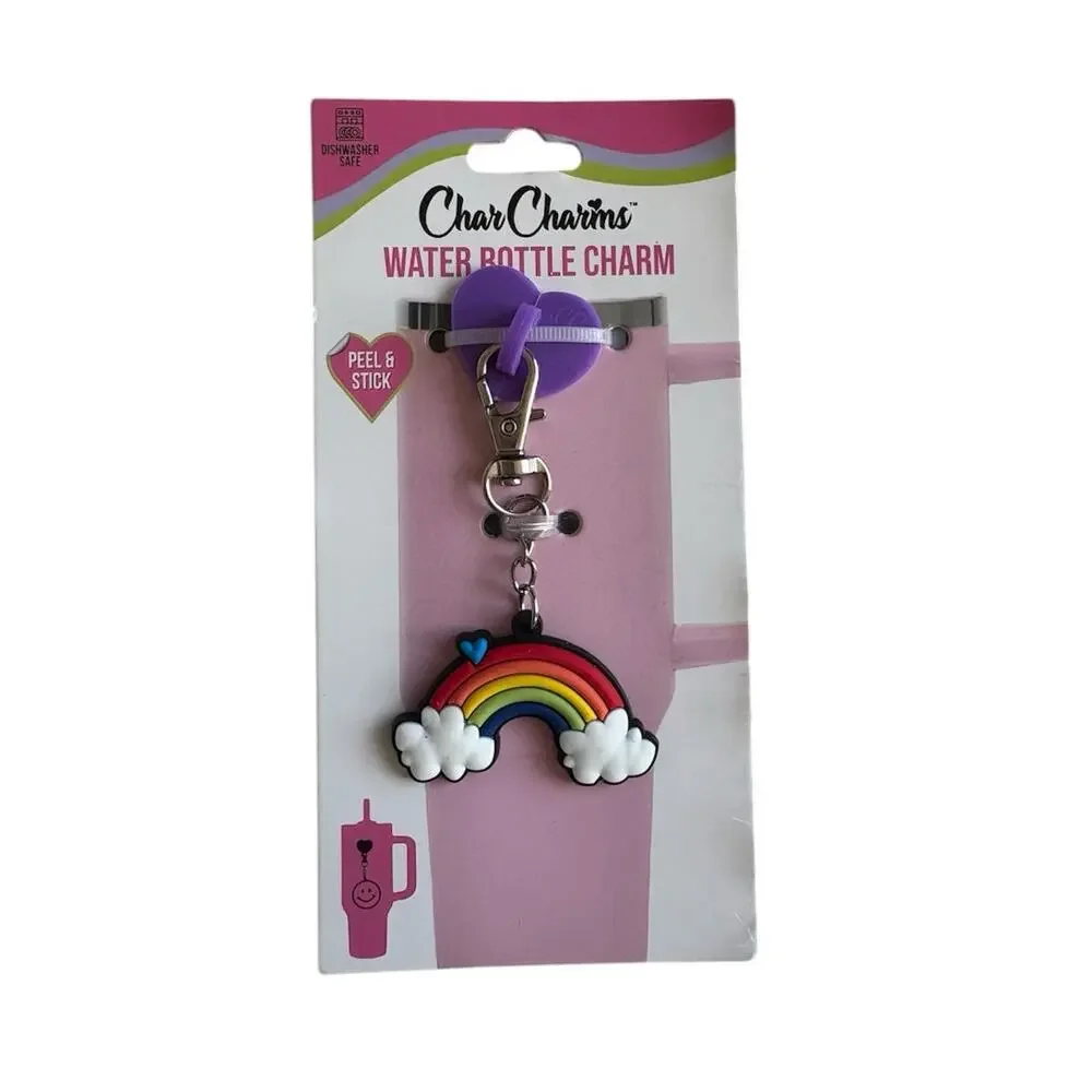 NEW CharCharms 40 oz. Colorful Tumbler Straws & Rainbow Charm Accessory Bundle
